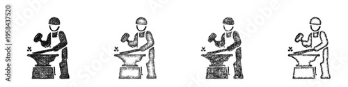 Sketch blacksmith icon design set