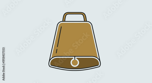 Vector illustration of a single brown cowbell icon