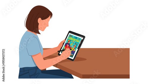 Digital Art Creation: A person intently focused, creating digital art on a tablet using a stylus, showcasing modern creative expression and technological integration.