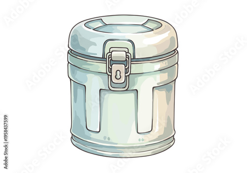 Modern insulated food container with secure latch and ergonomic handle