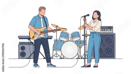 Harmony in Motion: A dynamic duo ignites the stage with their music, a vibrant blend of rhythm and melody that fills the space with excitement. 