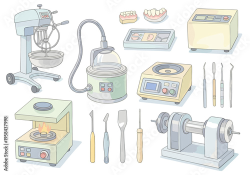 Dental laboratory equipment and tools for prosthetics and restorations
