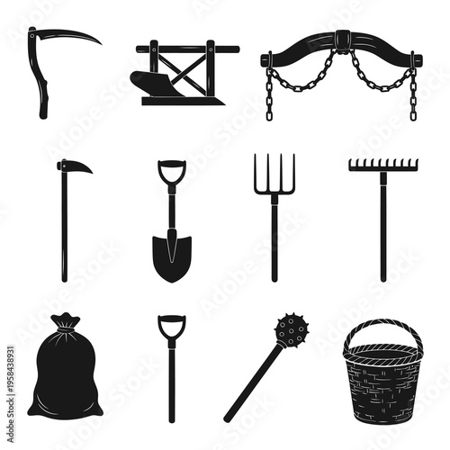 Traditional Hand Farming and Agriculture Harvest Tools