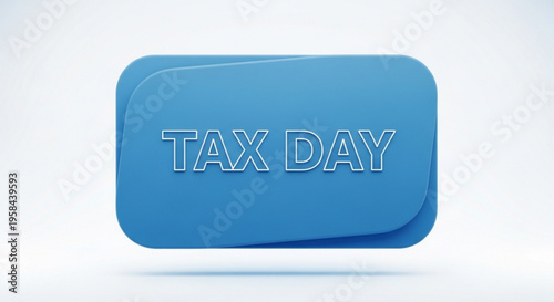 A blue vector graphic illustration of a tax day icon with a modern flat design
