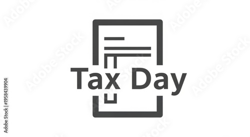 A minimalist vector graphic illustration of a tax day icon with a document and text