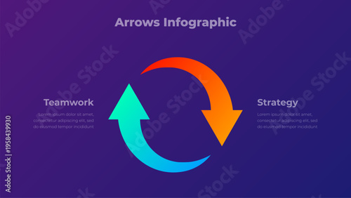 Free Download 2 step circular arrow infographic diagram with two curved arrows forming closed loop cycle - GFXLoad