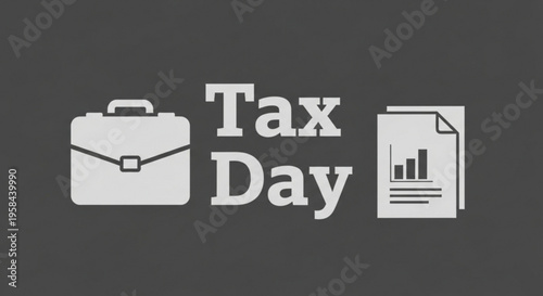 A minimalist vector graphic illustration of a briefcase and documents representing Tax Day