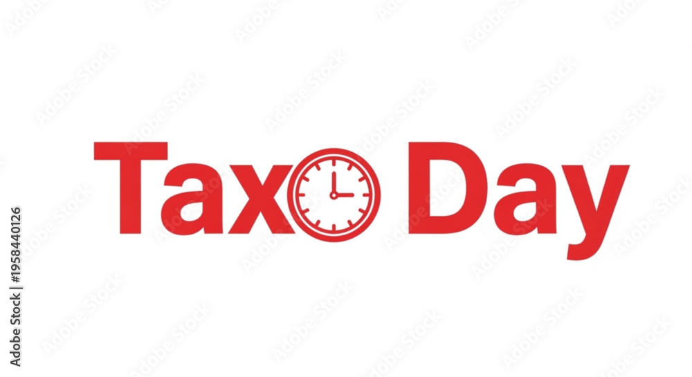 Fototapeta premium A vector graphic illustration of a tax day logo with a clock