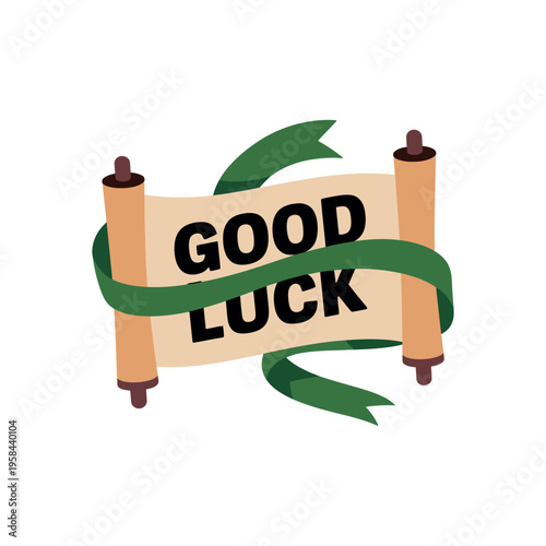 A colorful illustration of a scroll with a good luck message