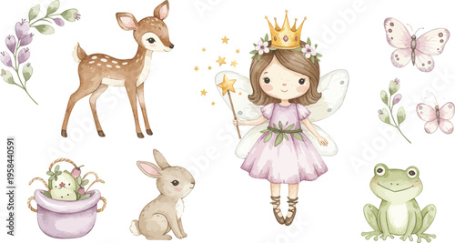 Cute vector illustration set of a happy cartoon family with a smiling woman, baby, and child character icons celebrating love and childhood fun