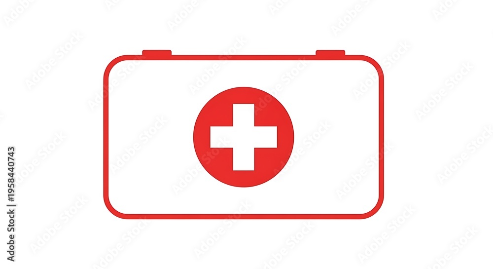 Fototapeta premium Red First Aid Kit Icon on White Background