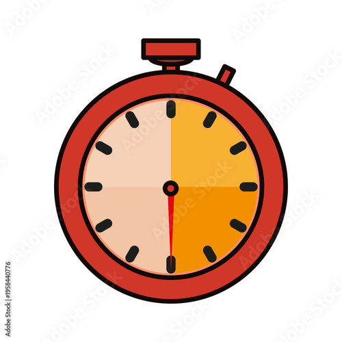 Stop watch for tea brewing timing. Flat vector illustration of analog timer. Measurement tool for oriental tea ceremony to control infusion time during tea preparation and steep process