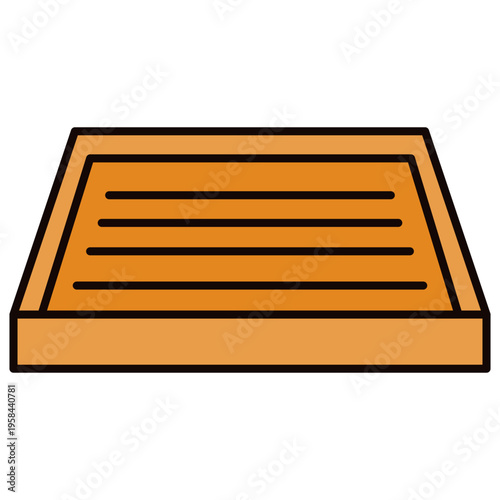 Wooden chaban for tea ceremony. Traditional board for tea service on table. Kitchenware accessory for ritual tea preparation and asian tea culture. Minimalist flat vector illustration