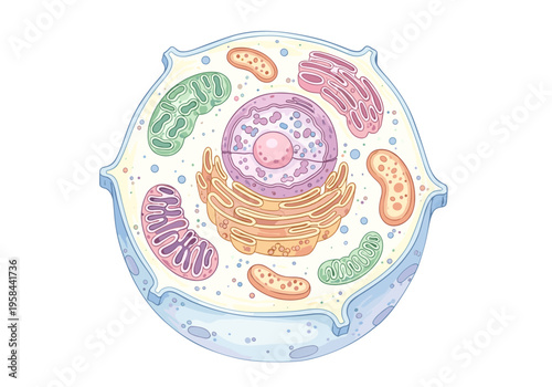 Detailed illustration of an animal cell's internal structure and organelles