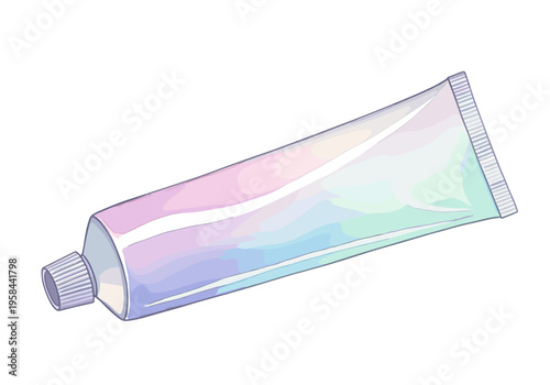 Pastel colored squeeze tube with cap, isolated on white background
