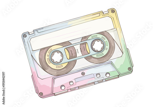 Colorful retro cassette tape illustration for creative projects