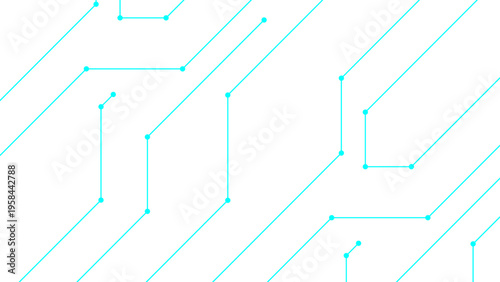 Vector Circuit board abstract and complex in cyan lines with tech design represents digital world and graphic background conveys data flow and information age