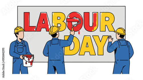 Celebrating Labour Day: Workers joyfully celebrate Labour Day with paint rollers, showcasing the spirit of labor and accomplishment.