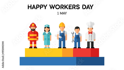 Celebrating Labor Day: A vibrant illustration showcasing a diverse group of essential workers.