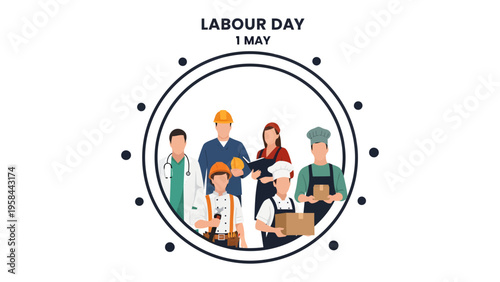 Labor Day Celebration: A group of construction workers, united in solidarity, hold up a banner proudly proclaiming Labor Day, honoring the hard work and dedication of the workforce.