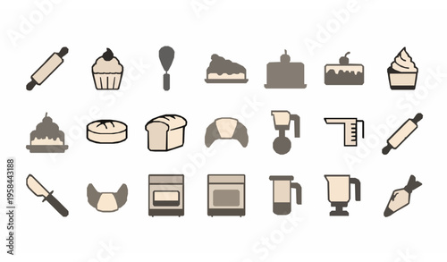 Premium baking essentials line icons set editable vector pastry and dessert symbols for modern design