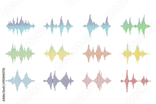 Sound waves tracks set using different colors
