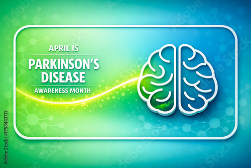 A graphic illustration promoting Parkinson's Disease Awareness Month in April