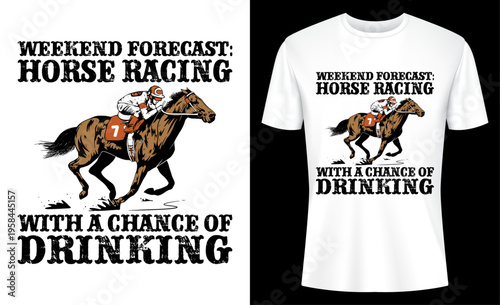 Weekend Forecast Horse Racing With A Chance Of Drinking Derby T-shirt Design Vector