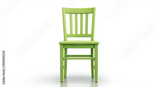 A single wooden chair with vertical slats on the backrest is displayed against a white background
