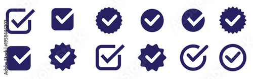Check Mark Icon Set – Approval, Verified, Tick Symbols in Modern Blue Style