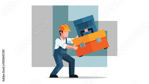 Professional at Work: A construction worker, embodies the spirit of skilled craftsmanship, diligently carrying a collection of tools, symbolizes the essence of hard work and dedication.