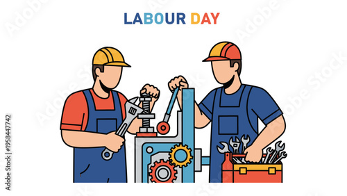 Labour Day Celebration: Two dedicated workers, diligently immersed in their craft, embody the essence of Labour Day, hard work, unity and collective contribution.