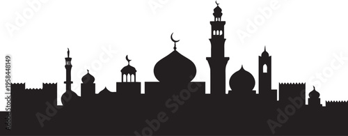 Arabian city black silhouette no Background