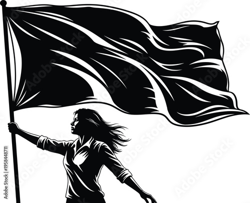 Independence day silhouette freedom fighter waving flag