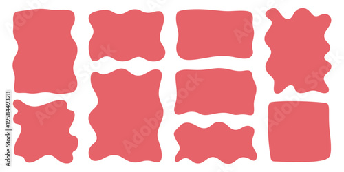 Doodle curvy frame organic wavy shape with abstract text box and cloud or playful blob for random form, simple squiggly uneven blot and badge element through oval amoeba graphic, modern vector 