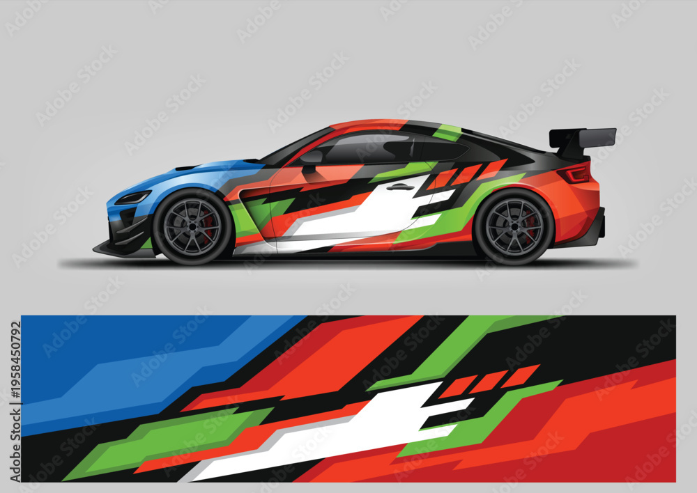 Fototapeta premium Professional Car Wrap Vector, Racing Livery Design, Abstract Stripe Background, Sport Vehicle Vinyl Graphics