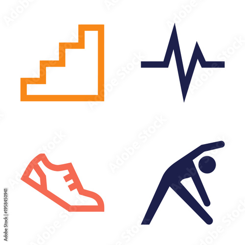 Fitness icons in grid for health tracking