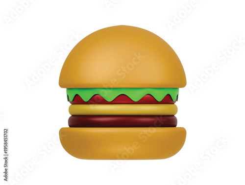 Delicious hamburger fast food icon 3D render illustration isolated