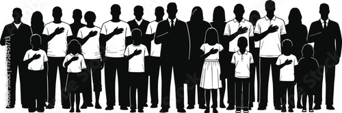 Independence day celebration silhouette of diverse people