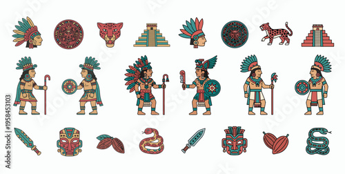 Mesoamerican Civilization Symbols and Figures in Ancient Cultural Designs
