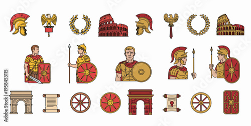 Roman Empire History Collection Featuring Soldiers Monuments and Symbols