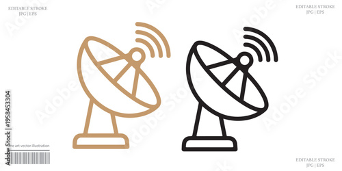 Satellite Dish Antenna Icon Set Vector Illustration