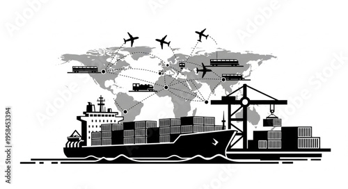 Global Trade and Logistics - A Visual Representation of International Commerce.
