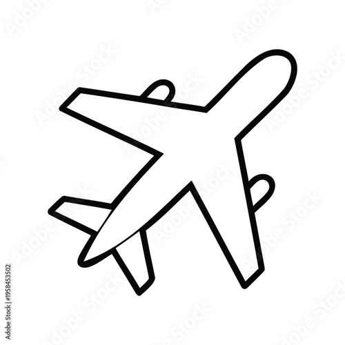 Airplane line icon or logo, aircraft, jet, passenger plane, vector illustration, flight symbol