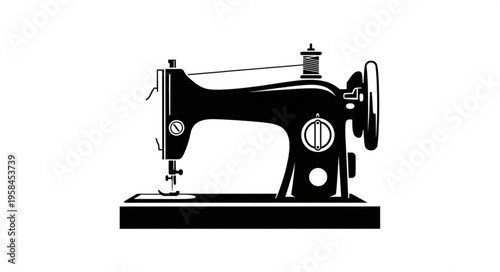 Vintage Sewing Machine Illustration - A Classic Tailoring Tool.