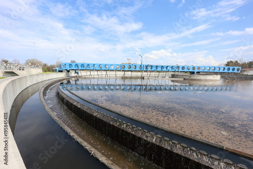 Canvas Print Sludge Settlement Stage: Secondary Sedimentation Basin at a Sewage Treatment Facility