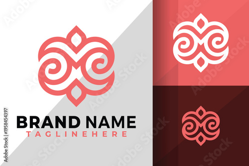 Letter M Knot Leaf Logo Logos Design Element Stock Vector Illustration