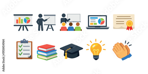 Collection of education and business icons for learning and success
