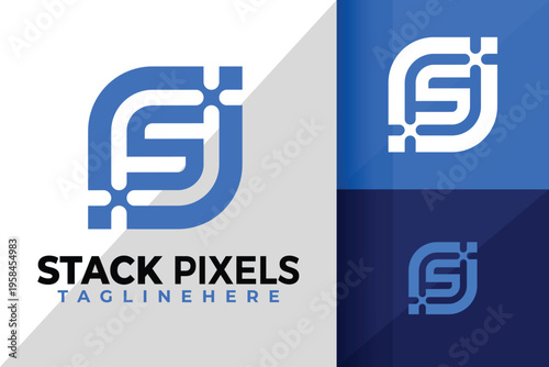 Letter S Pixel Logo Logos Design Element Stock Vector Illustration