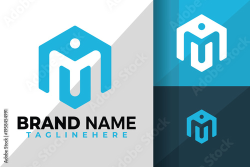 Letter Mu or Um Hexagon Logo Logos Design Element Stock Vector Illustration